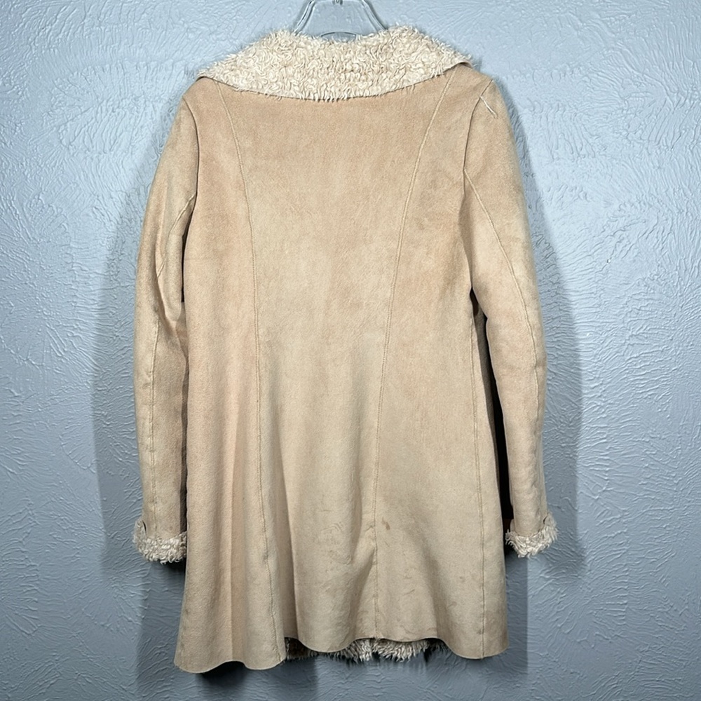 Monoreno Tan Faux Suede Long Sleeve Button Up Jacket Women's Size Large - Picture 8 of 9